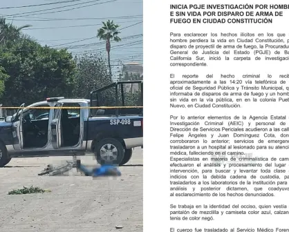 Otro hecho violento en Comondú cobra la vida de una persona: esto se sabe