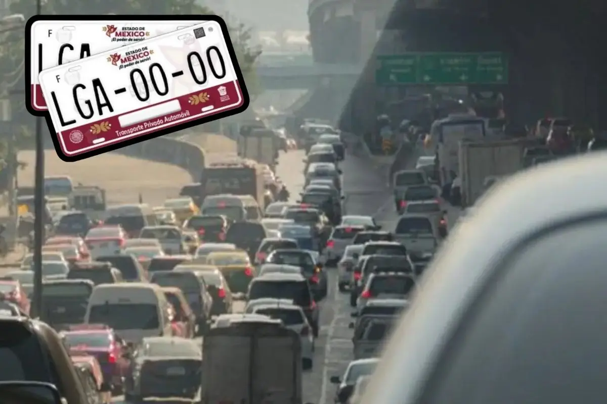 Autos circulando en Edomex, placas 2025 Edomex.    Foto: Gobierno del Estado de México, Canva