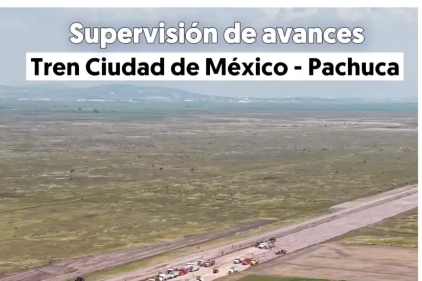 Avances del tren de pasajeros México-Pachuca. Foto: X @Claudiashein