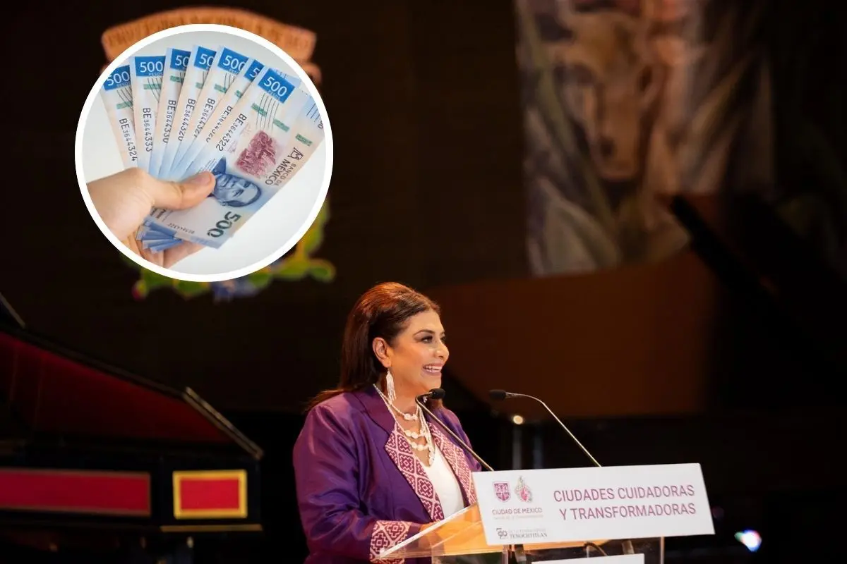 Clara Brugada en entrega de apoyos.    Foto: Gobierno CDMX | Canva