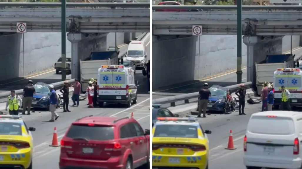 Conductora lesionada tras chocar en avenida Morones Prieto en Monterrey