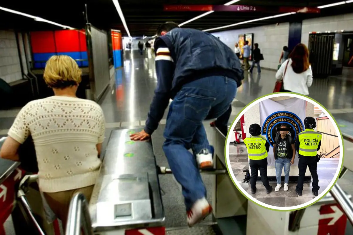 Salto de torniquetes en Metro de CDMX. Foto: @SanRicardoM y @AdrianRubalcava | Canva