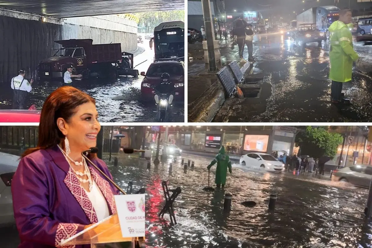 Afectación por lluvias en CDMX, Clara Brugada. Foto: SEGIAGUA, Gob CDMX l Canva