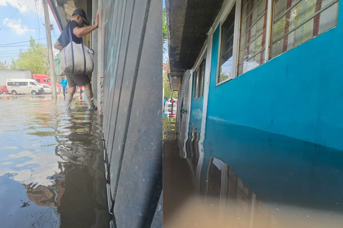 Inundaciones en la colonia Puebla en la alcaldía Venustiano Carranza en CDMX. Foto: Luis Alfaro | Canva