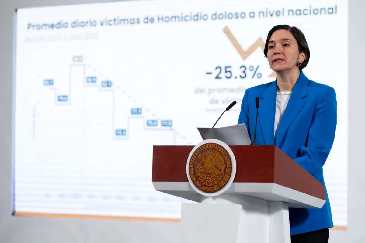 Marcela Figueroa, titular del SESNSP en conferencia mañanera. Foto: Presidencia
