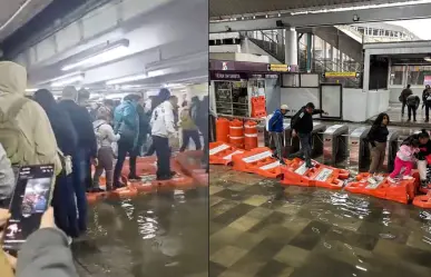 VIDEO | Usuarios del Metro CDMX caminan sobre puentes improvisados y peligrosos por inundaciones