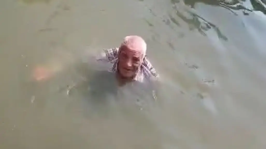 Adulto mayor es salvado de ser devorado por cocodrilo en Tampico