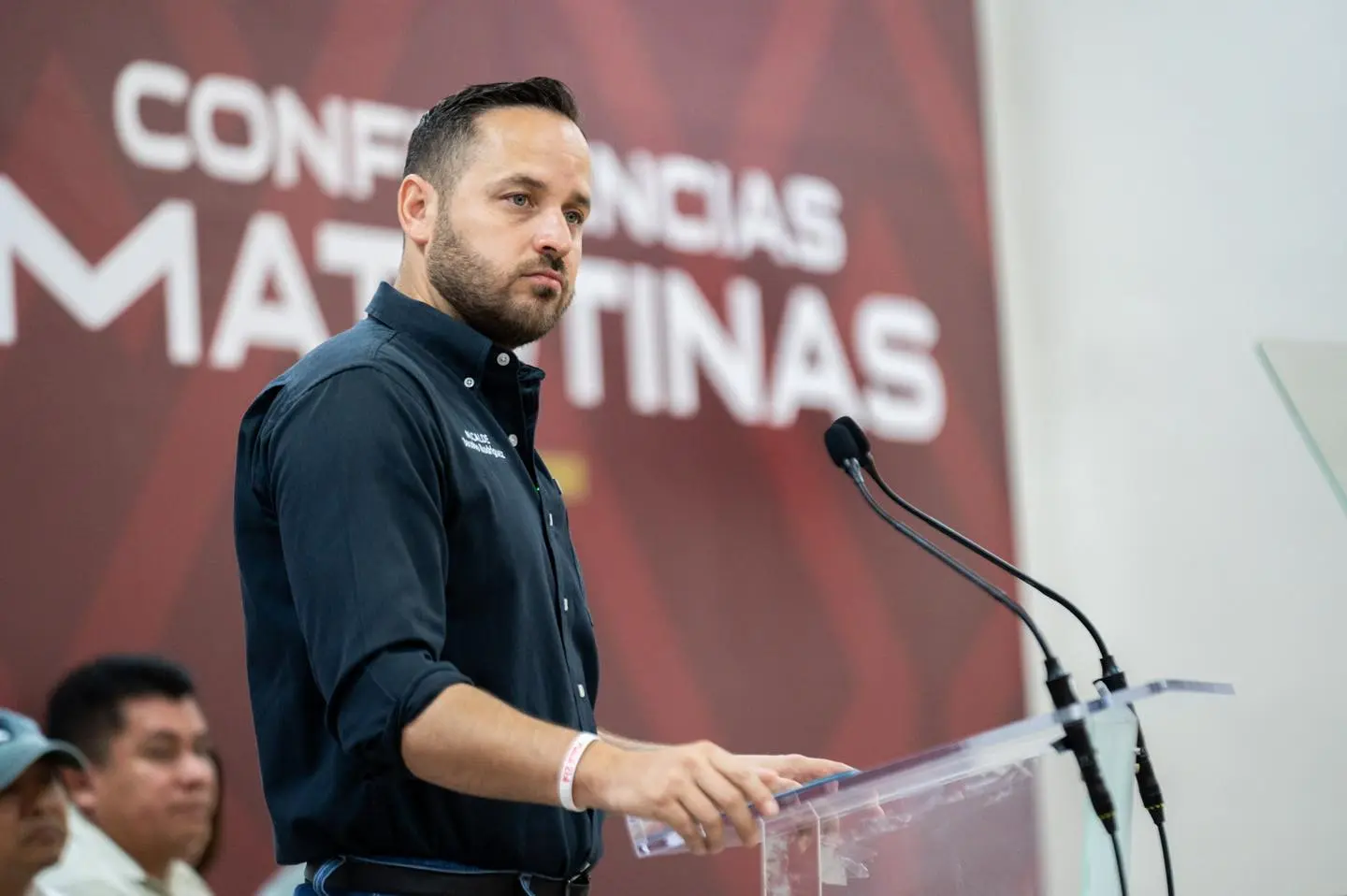 El alcalde de Piedras Negras, Jacobo Rodríguez, en su conferencia mañanera. (Fotografía: Jacobo Rodríguez)