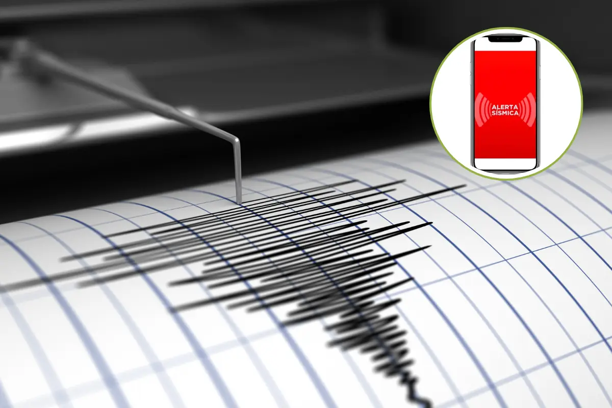 Sismógrafo y alerta sísmica en el celular. Foto: Canva