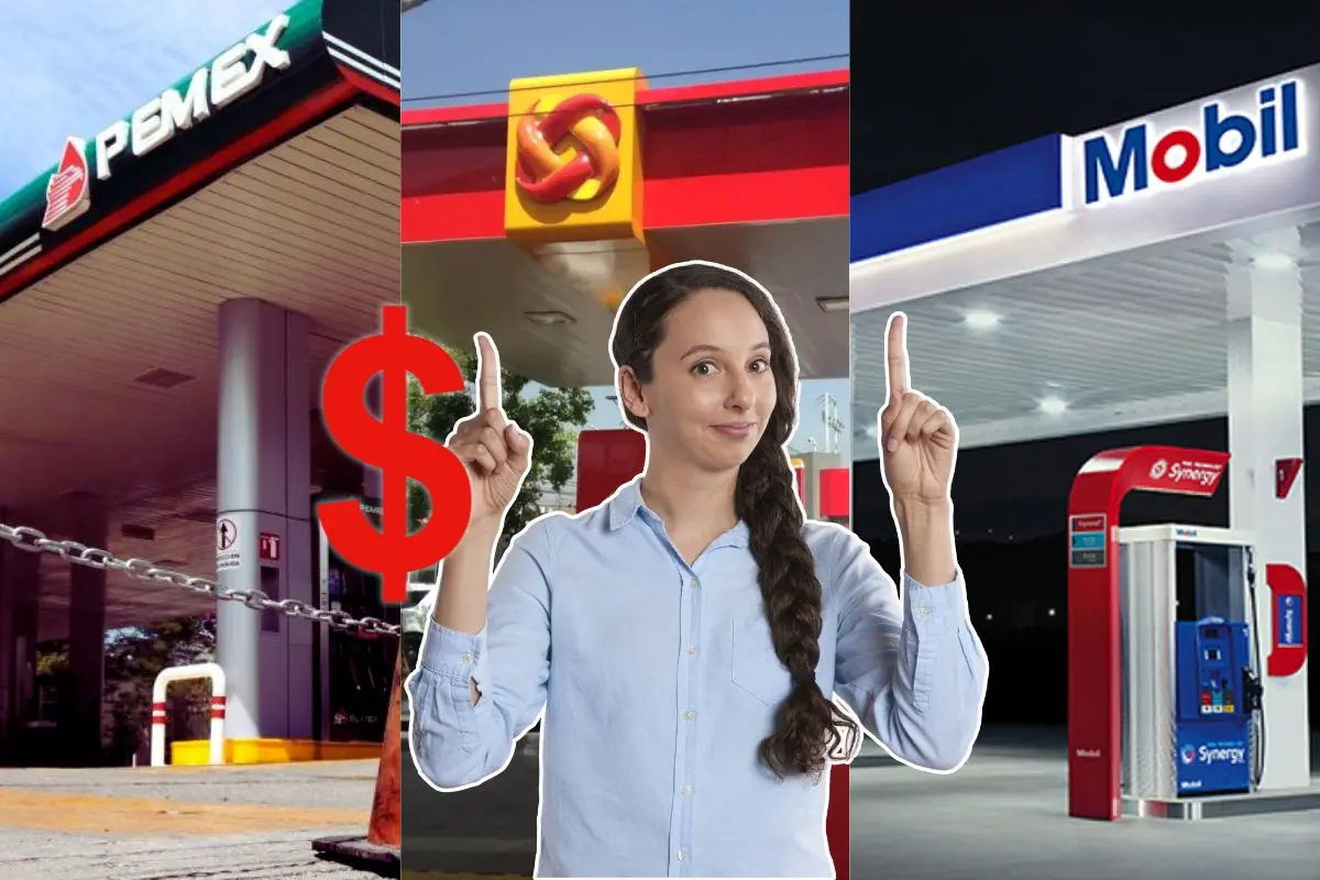 Mujer apuntando a las 3 gasolineras de NL Foto: Canva