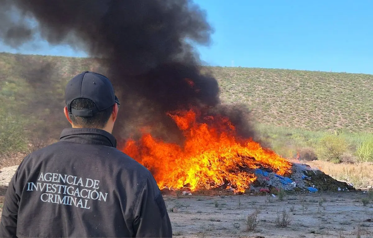 Incineración de cerca de 3 toneladas de drogas decomisadas en Baja California Sur. Foto: PGJE