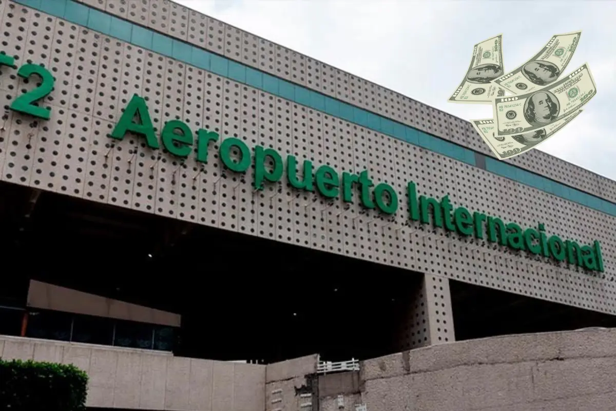 Aeropuerto Internacional de la Ciudad de México (AICM) y dólares. Foto: aicm.com.mx | Canva
