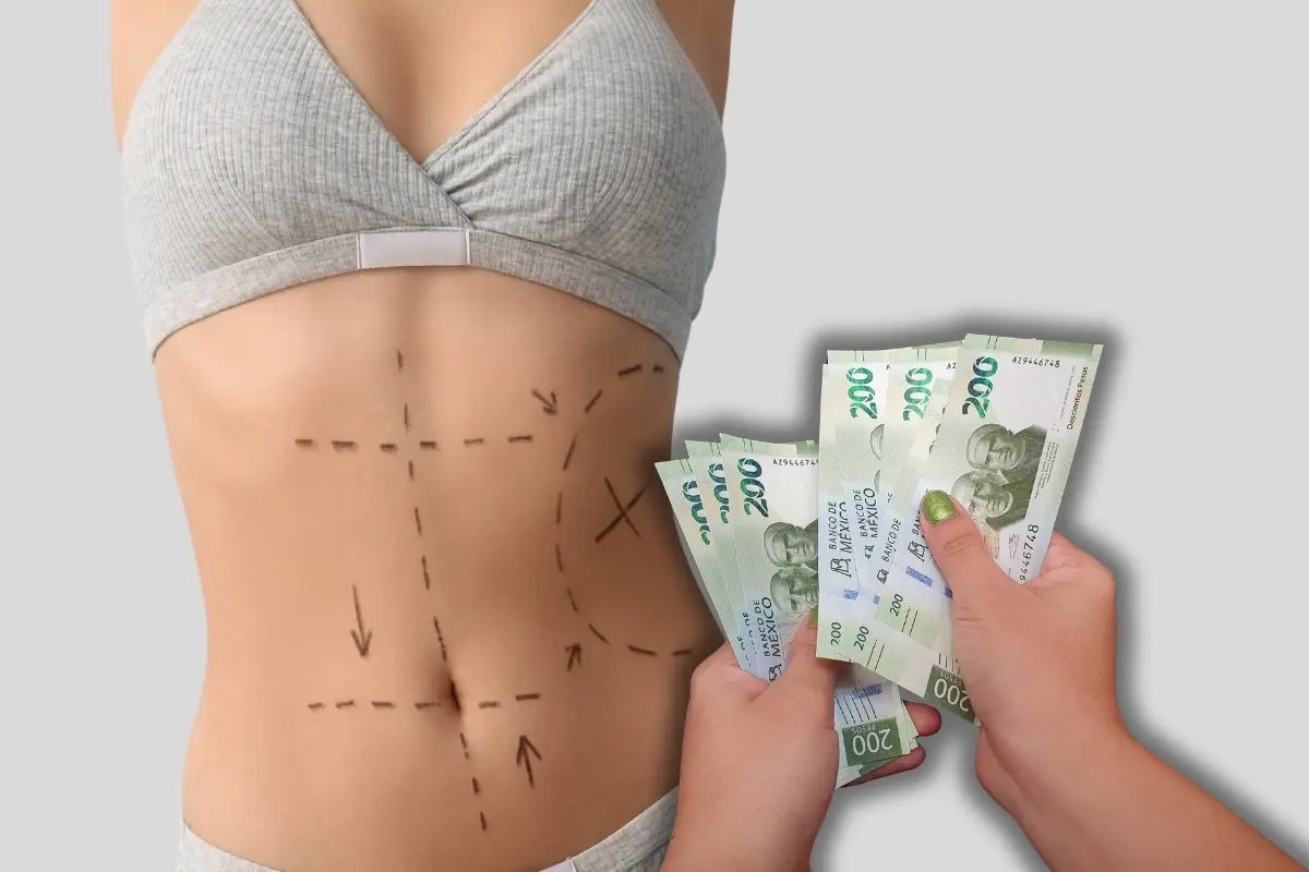 Un abdomen de mujer y dinero. Foto: Canva