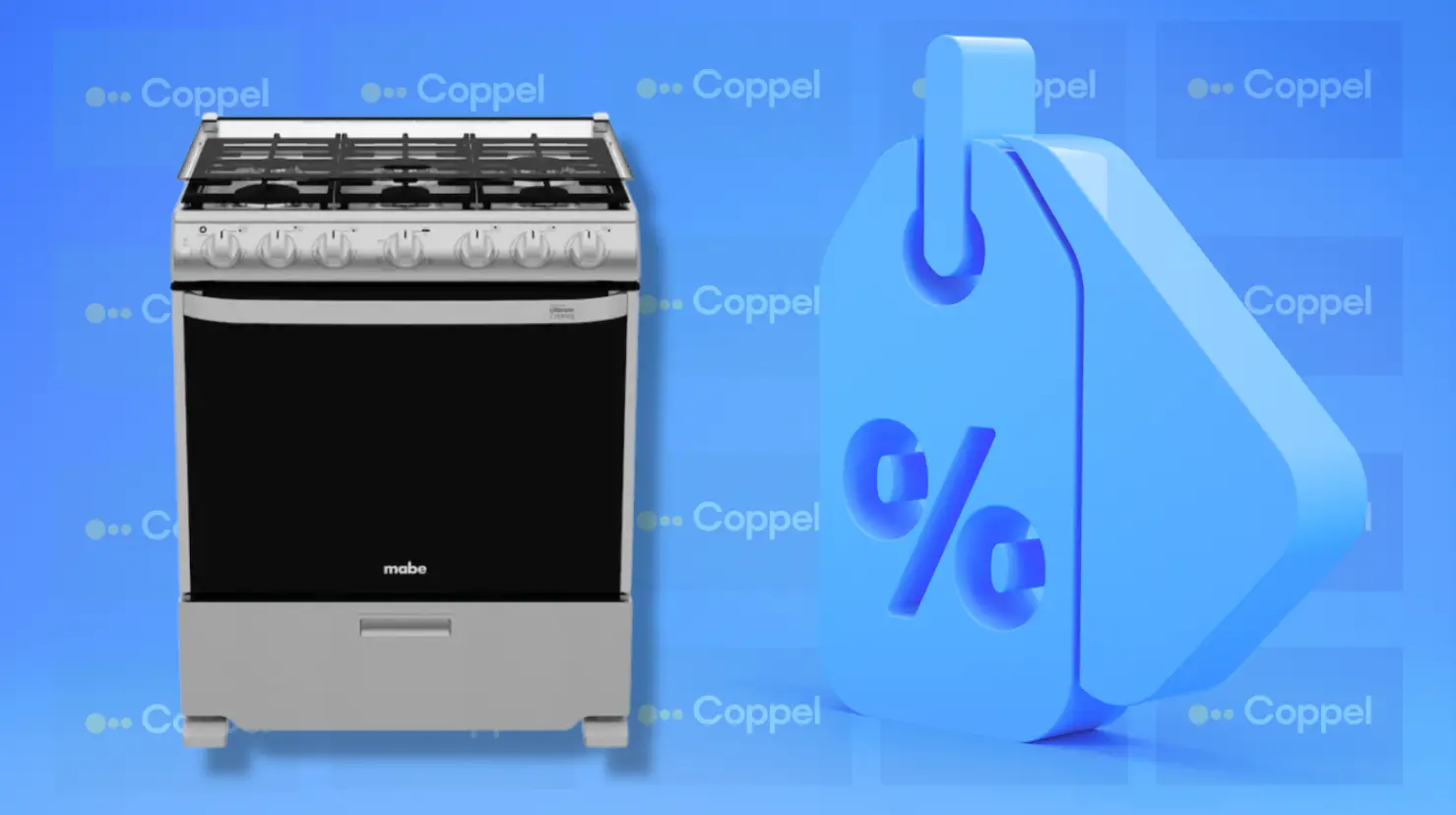 La estufa Mabe de piso con 6 quemadores combina diseño elegante, potencia y funcionalidad para transformar la experiencia en tu cocina. Foto: Canva