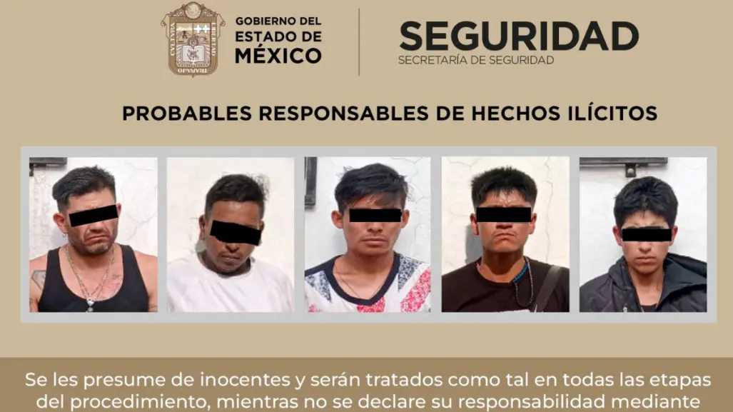Detienen a cinco hombres que viajaban en presuntas motos robadas en el Edomex