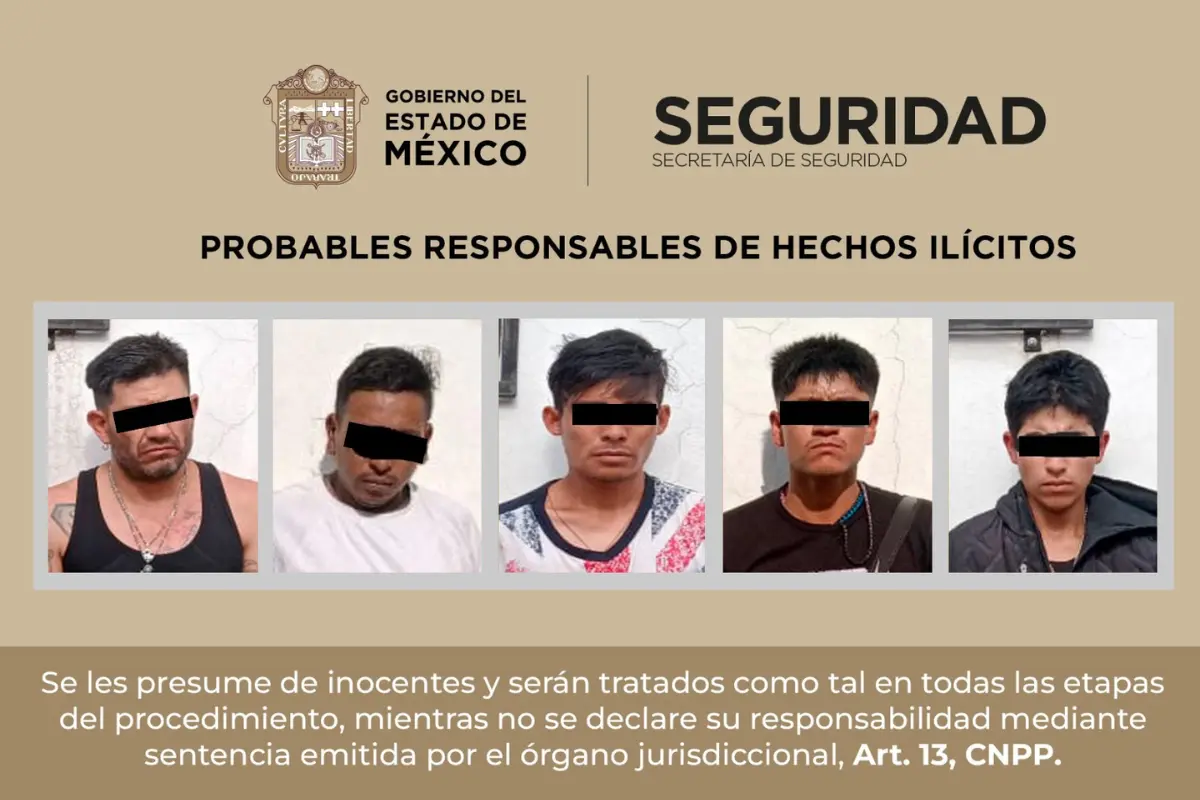 Detenidos por la Secretaría de Seguridad del Estado de México. Foto: X (@SS_Edomex)