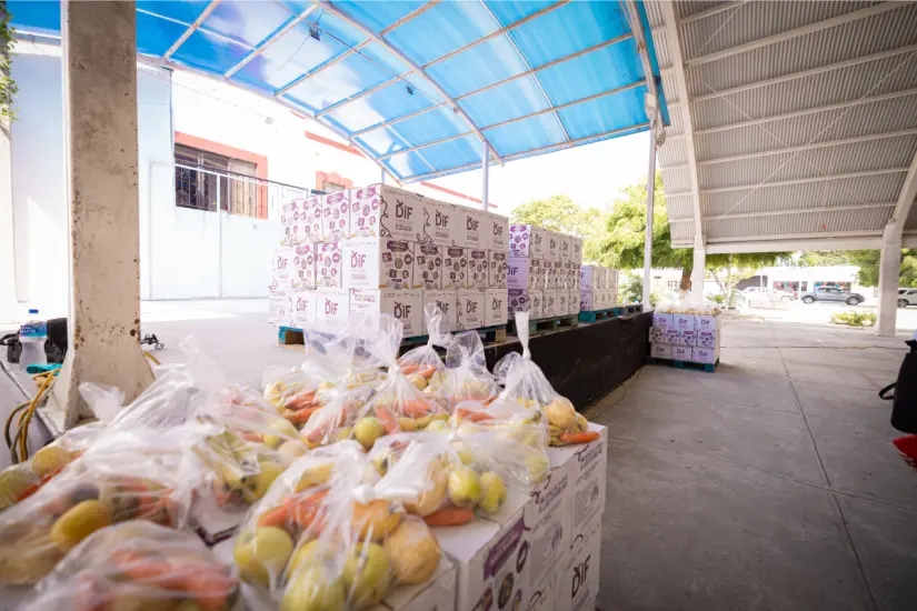 Canastas alimentarias distribuidas por el DIF Tamaulipas. Foto: DIF Tamaulipas
