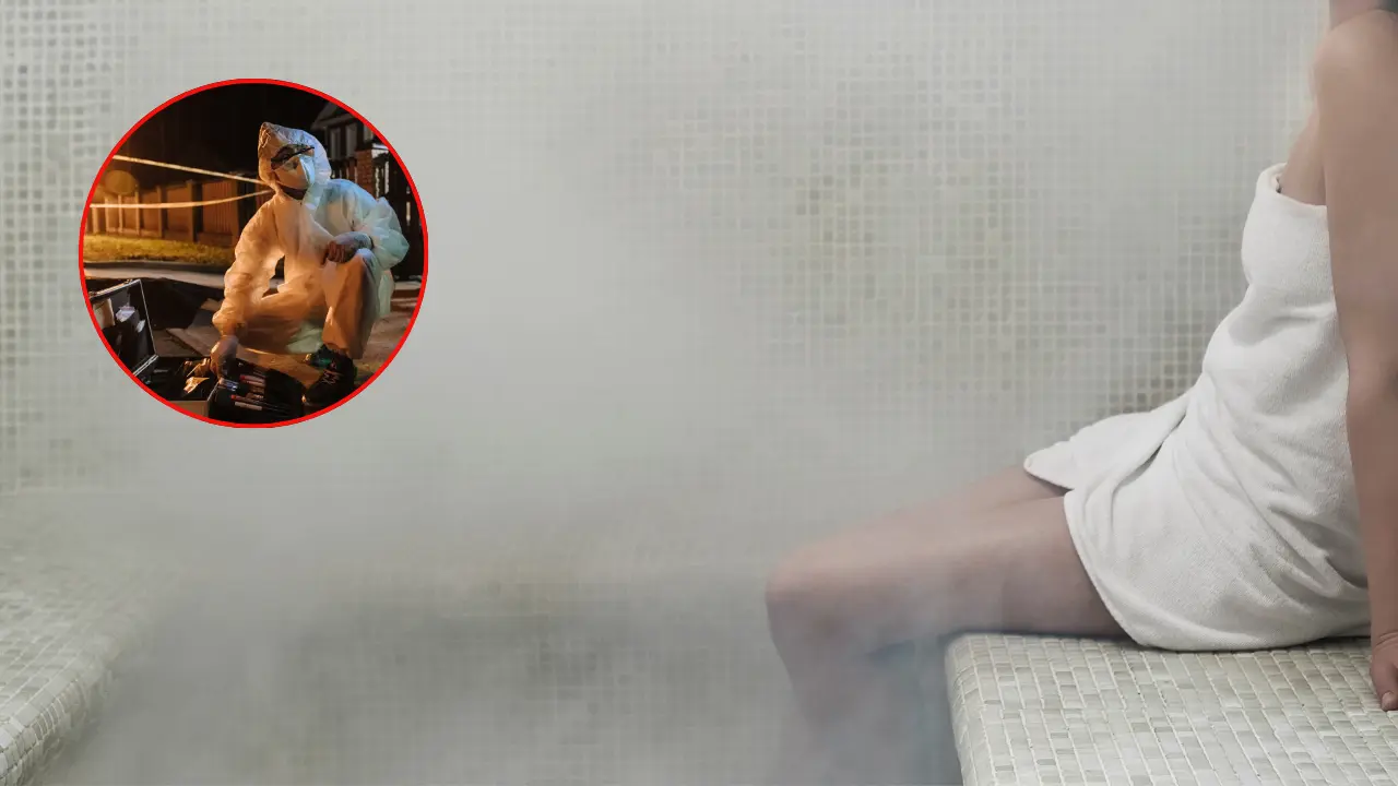 Persona sentada tomando un baño de vapor. Foto: Canva