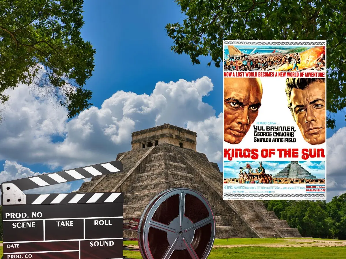 La película “Los Reyes del Sol” fue filmada en Chichén Itzá en el año de 1963 y contó con la dirección del británico J. Lee Thompson. Dicho filme fue proyectado el pasado domingo en la Cineteca del Teatro Armando Manzanero en el marco de la Semana del Cine Yucateco.- Fuente IMDB y Canva