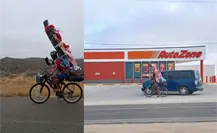 VIRAL | Peregrino guadalupano pedalea hasta Guerrero Negro en su recorrido por México