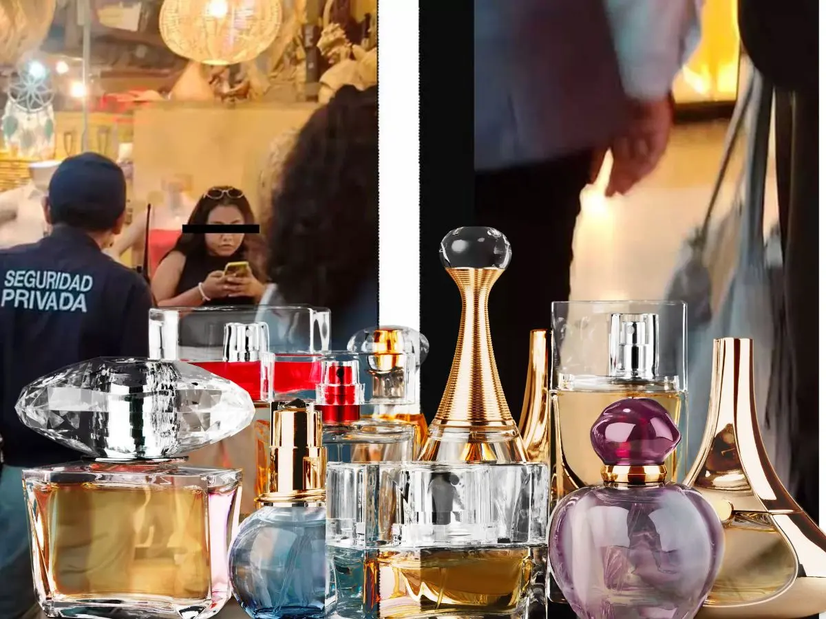 En redes sociales se volvió viral la detención de una joven quien fue sorprendida saliendo de la plaza comercial Las Américas de Cancún con una bolsa repleta de varios perfumes de distintas marcas.- Fuente TikTok @Natt.pb