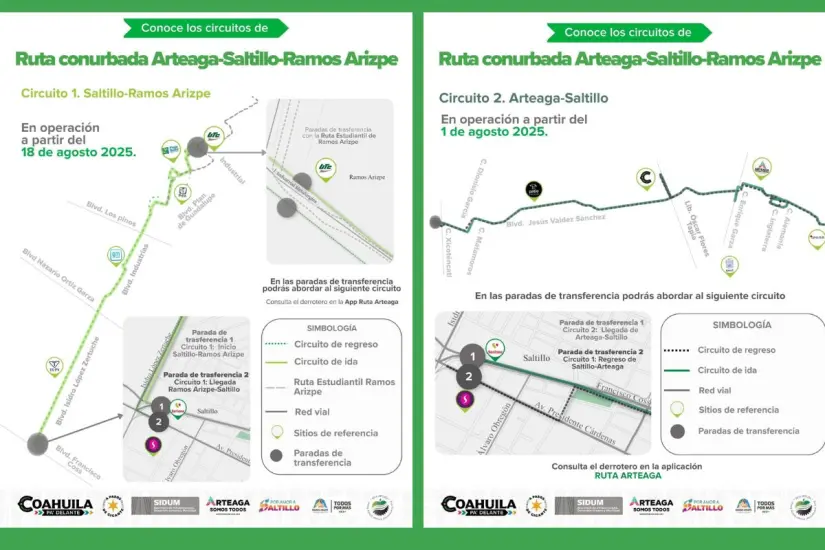 Rutas de transporte de Arteaga conectando a la Región Sureste / Foto: Gobierno de Arteaga | Canva
