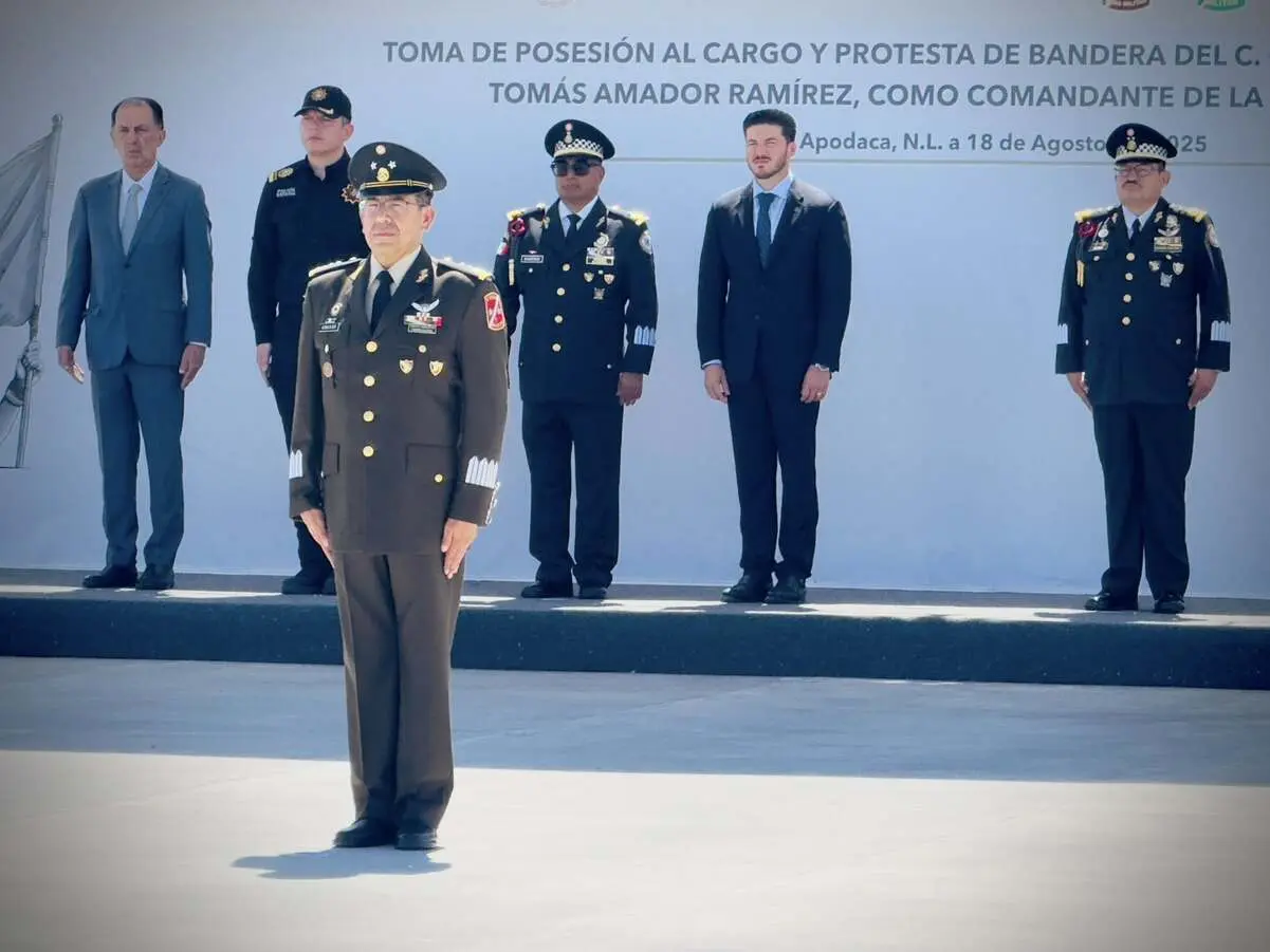 La llegada del general a Nuevo León ocurre en buen momento ya que la entidad atraviesa por buenos niveles de seguridad de acuerdo al INEGI. Foto: Gobierno de Nuevo León.