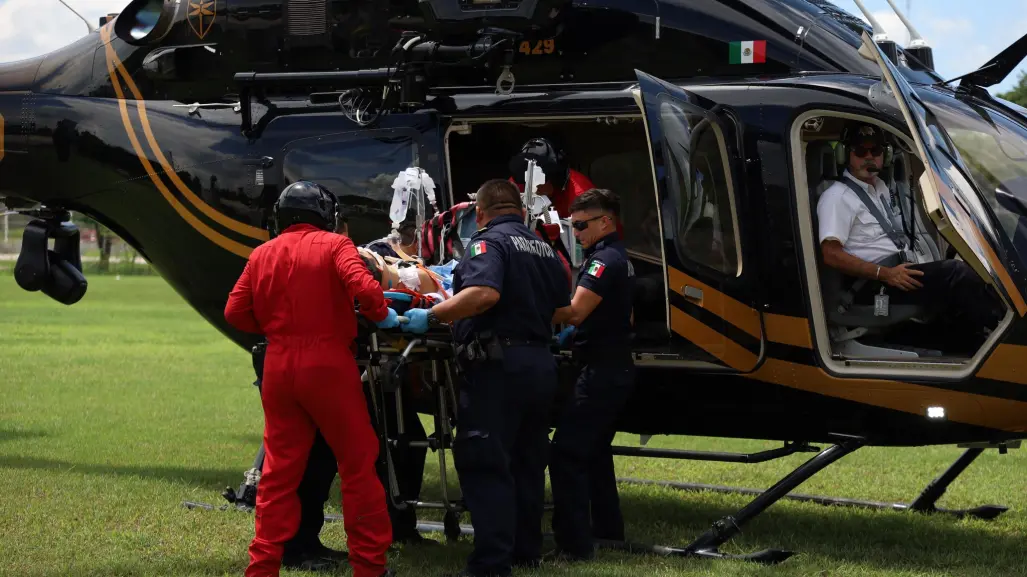 Helicóptero de la SSP realiza traslado urgente de motociclista herido en Tizimín