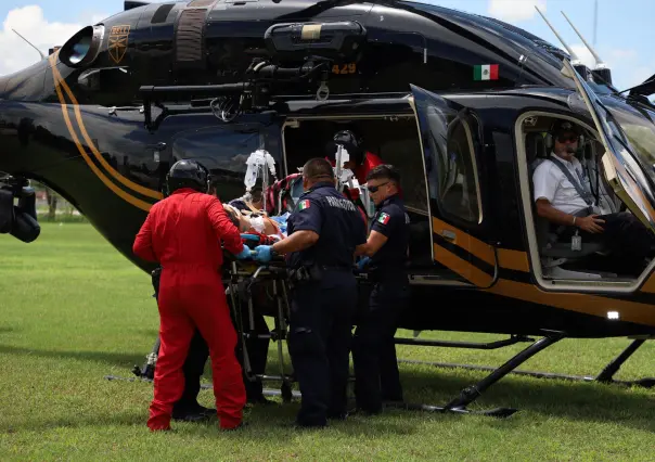 Helicóptero de la SSP realiza traslado urgente de motociclista herido en Tizimín