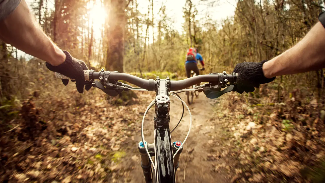 Persona en una ruta de ciclismo de montaña. Foto: Canva