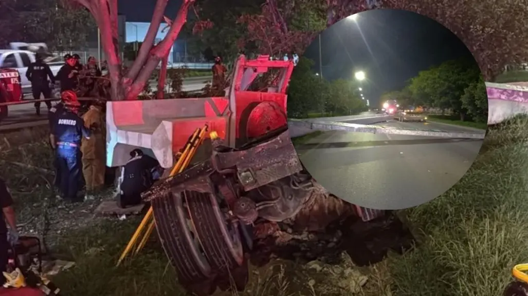 Cerrado un tramo del periférico de Mérida por un accidente entre una camioneta y un tractocamión