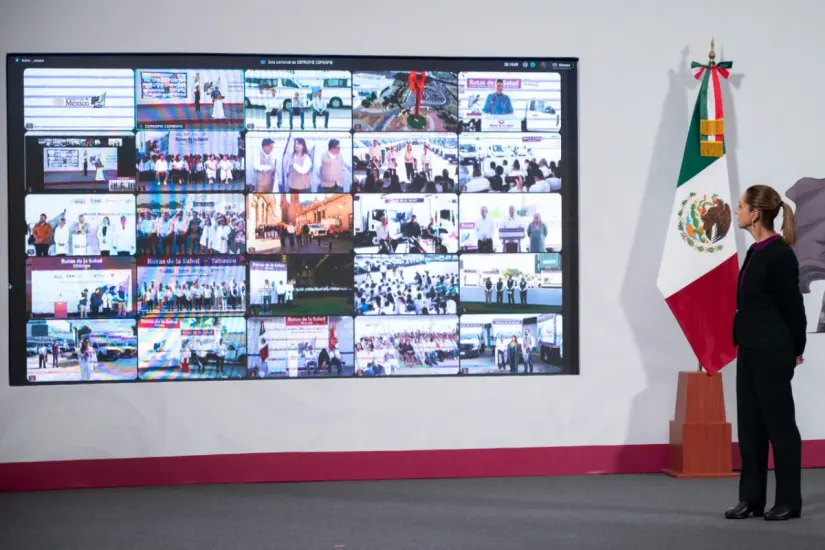 La presidenta Claudia Sheinbaum, desde la mañanera en enlace virtual | Foto: gobierno de México