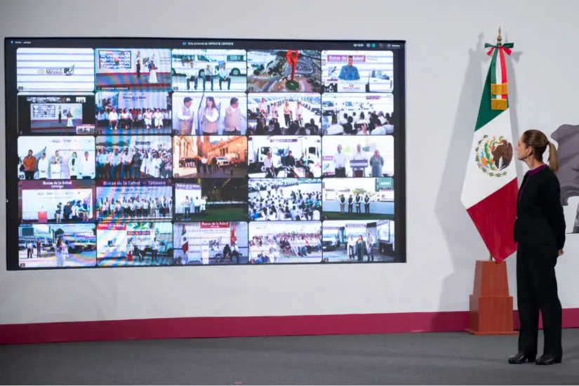 Enlace con la presidenta de la República con motivo del arranque nacional de las Rutas de la Salud. Foto: Gobierno Tamaulipas