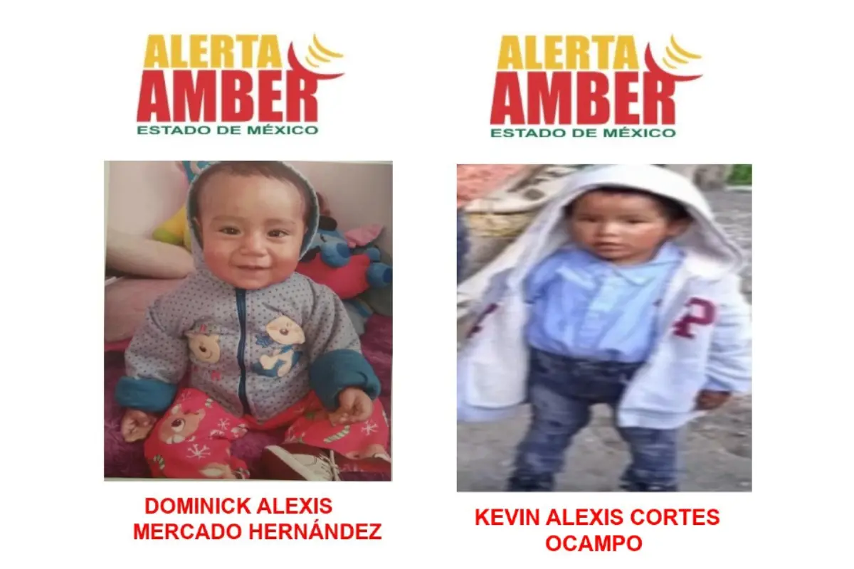 Alerta amber por la desaparición de dos menores en el Edomex.  Foto: X (@FiscaliaEdomex) | Canva