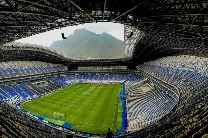 Interior del estadio BBVA, ubicado en Guadalupe, Nuevo León. Foto: Axel Hassel