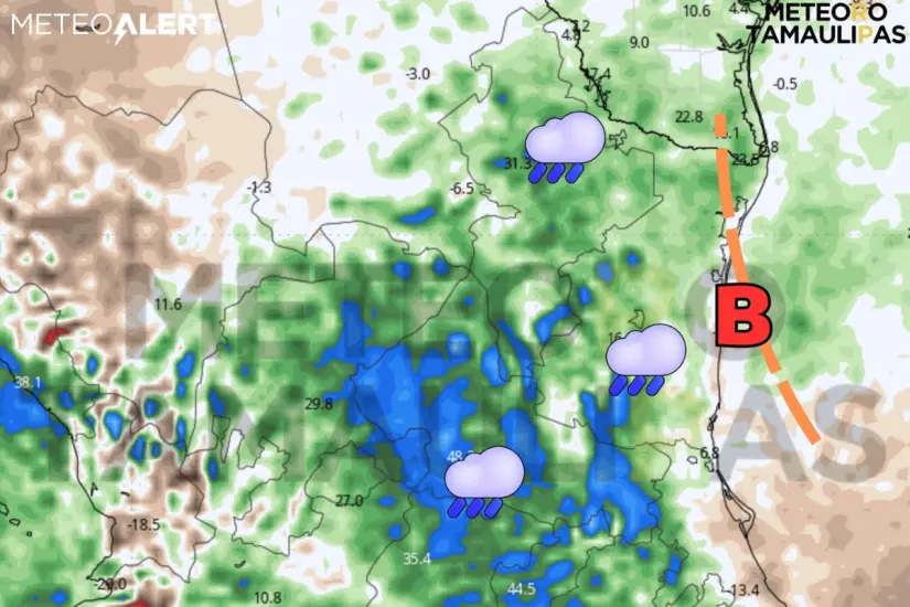 Lluvias para el suroeste de Tamaulipas. Foto: Meteorología Tamaulipas