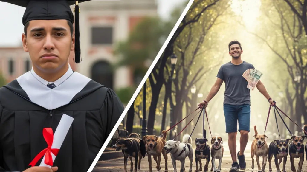 Gana más paseando perros que ejerciendo su carrera: la historia de ingenieros en CDMX