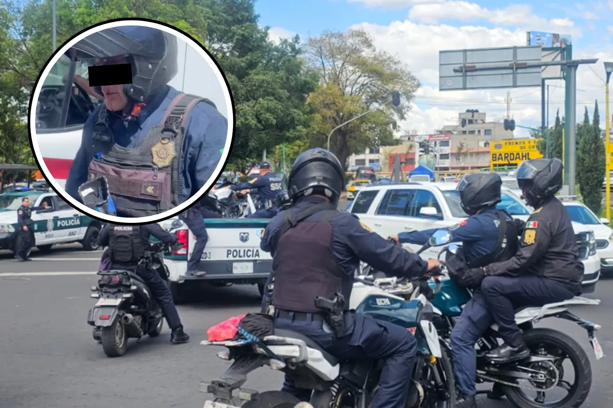 De fondo policías en Venustiano Carranza. Foto: Captura de pantalla | Luis Antonio Alfaro