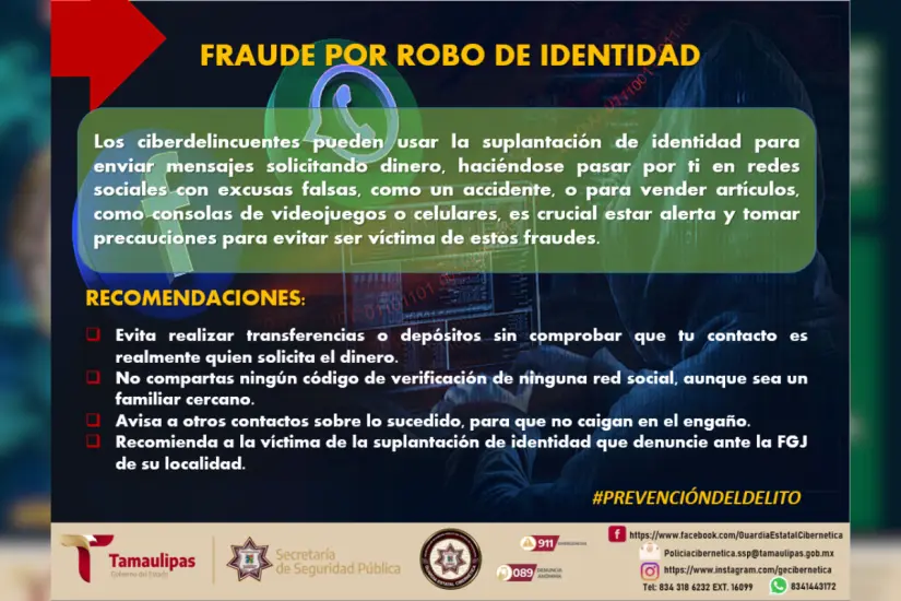 Recomendaciones para prevenir el robo de identidad en redes sociales. Foto: Policía Cibernética 