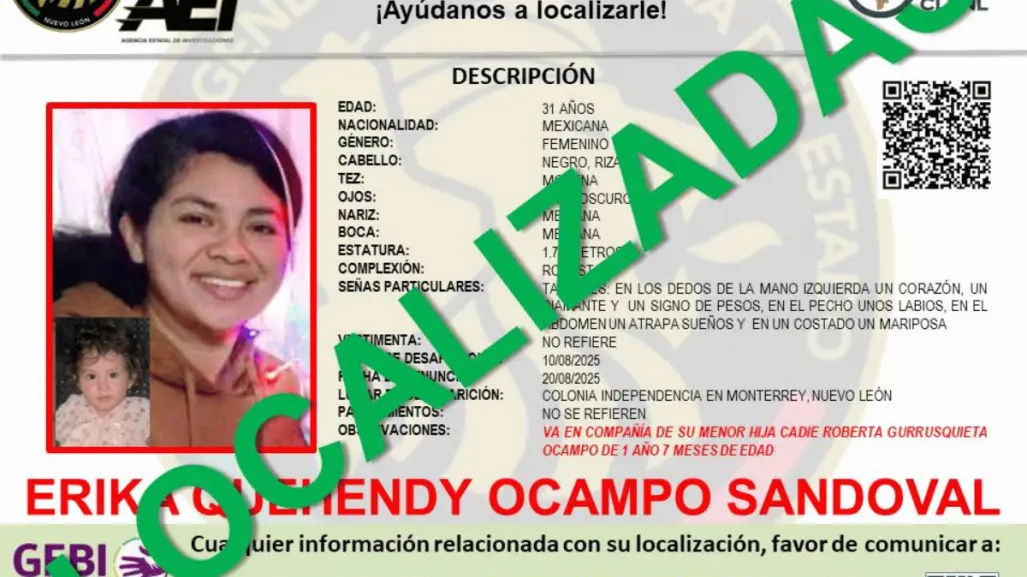 Localizan a madre e hija desaparecidas en Monterrey