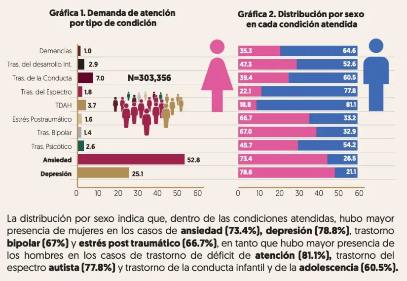 Tabla demanda de atención salud mental. Foto: Gobierno Federal