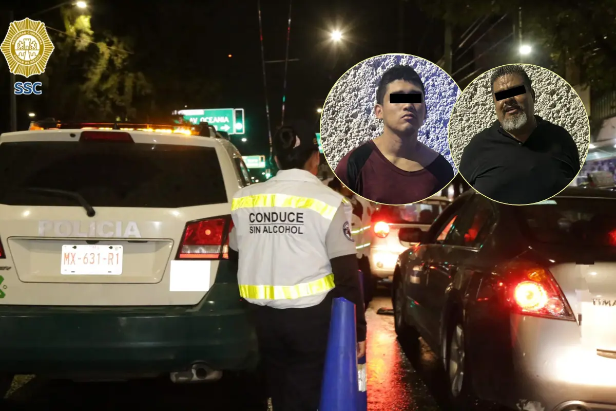 De fondo alcoholímetro, detenidos. Foto: X @SSC_CDMX | @PabloVazC