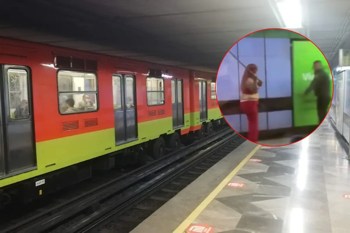 Metro de la CDMX, persona golpeando a policía. Foto: Maps Luis Yano | Captura de pantalla