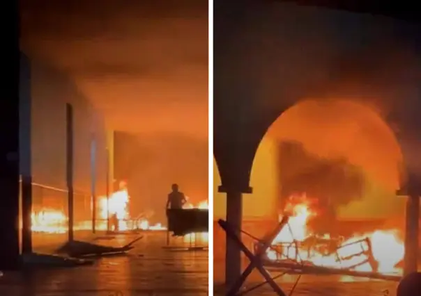 Incendian el Palacio Municipal de Tzucacab, Yucatán, por la muerte de un detenido
