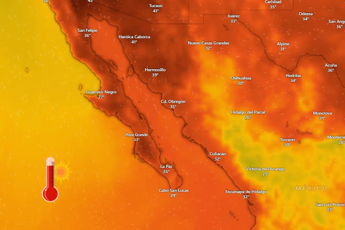 A pesar del calor extremos se esperan tormentas eléctricas focalizadas en algunas zonas del estado. Foto: Windy / Canva