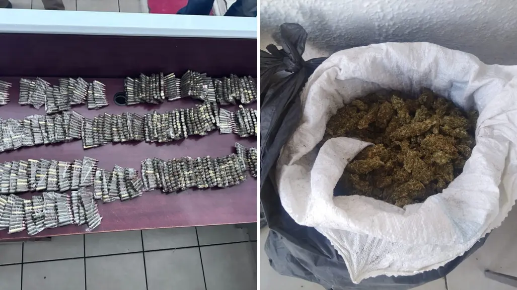 Aseguran más de 1,800 cartuchos y 30 kilos de droga en operativo en Chihuahua