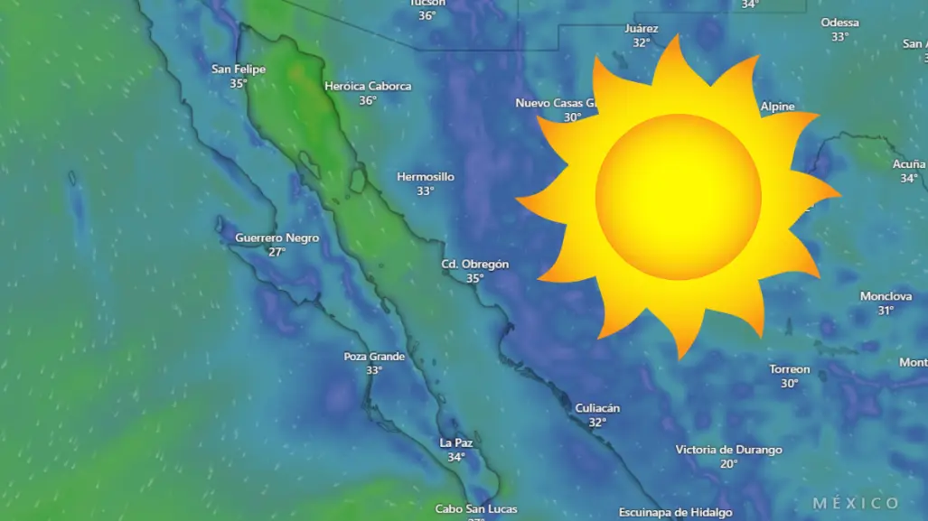 Clima en BCS HOY lunes: calor extremo de hasta 40°C y tormentas en la sierra