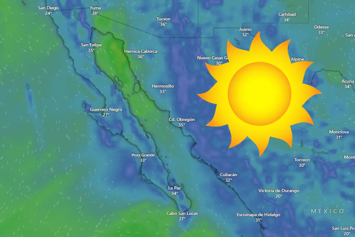 Lluvia y rayos para las zonas de serranas, pero con calor extremo para el resto del estado, ese es el pronóstico de hoy. Foto: Windy / Canva