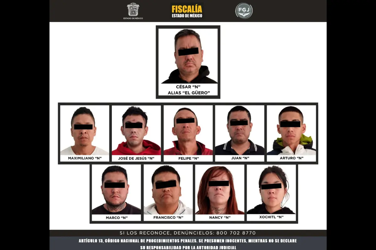 Detenidos por el caso Dulce de 12 años.  Foto: Fiscalía Edomex