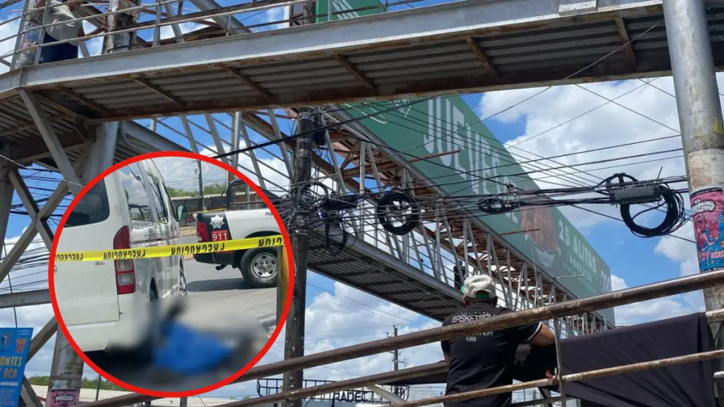 Trabajador que instalaba lona en puente peatonal de Reynosa muere por descarga eléctrica